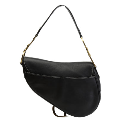 CHRISTIAN DIOR Vintage Leather Saddle Bag - Black