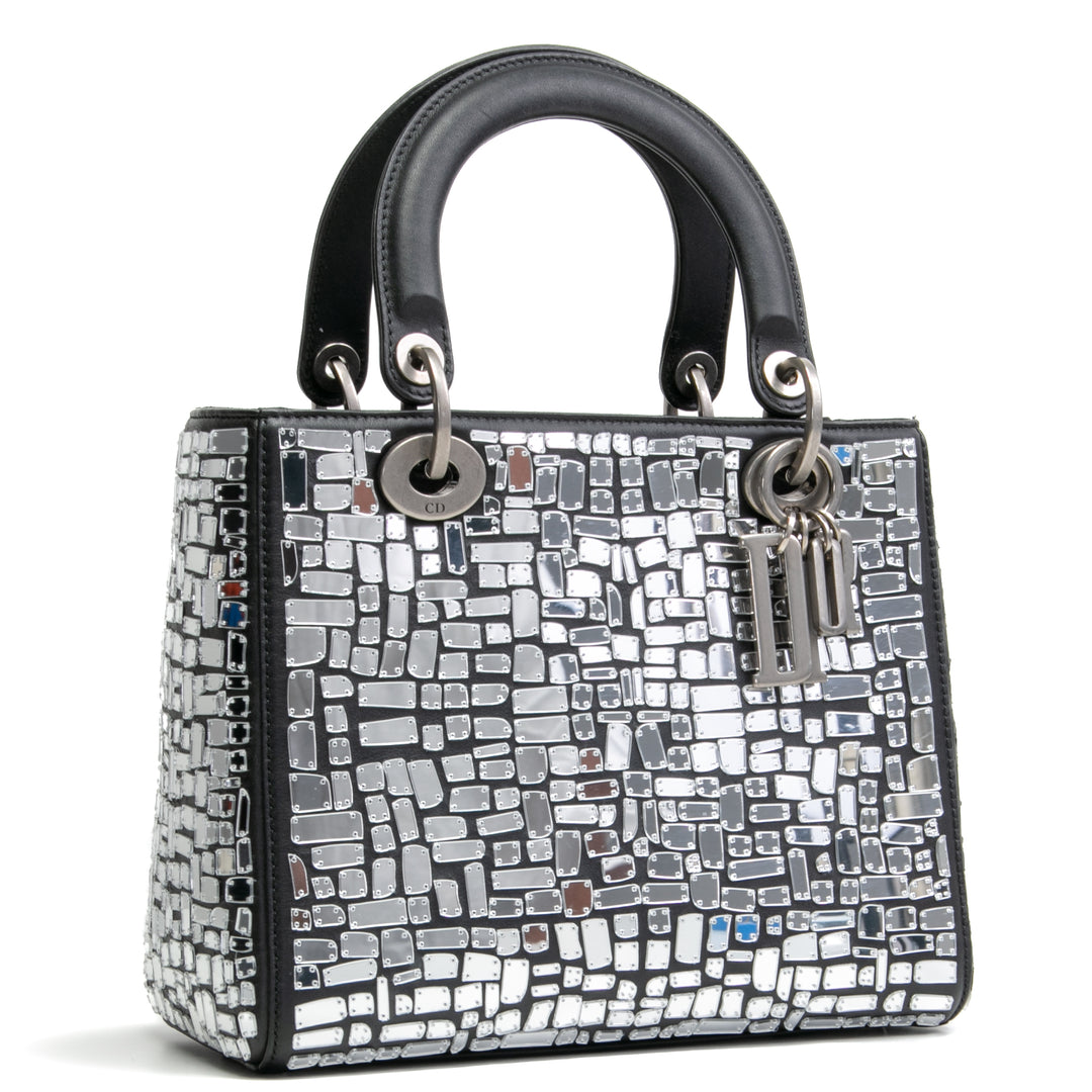 CHRISTIAN DIOR Mosaic Of Mirrors Medium Lady Dior Bag - Black OUTLET FINAL SALE