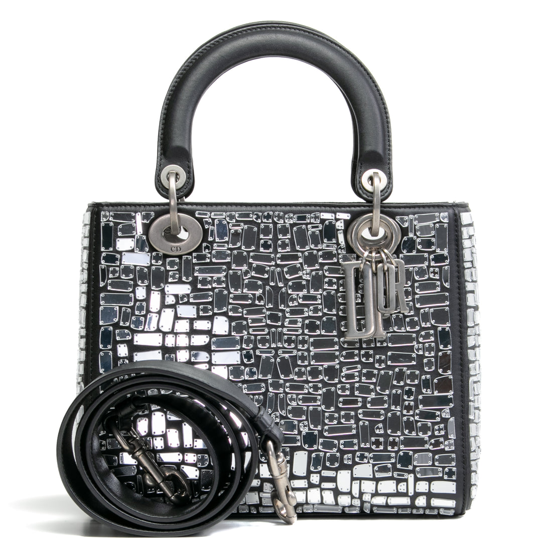 CHRISTIAN DIOR Mosaic Of Mirrors Medium Lady Dior Bag - Black OUTLET FINAL SALE