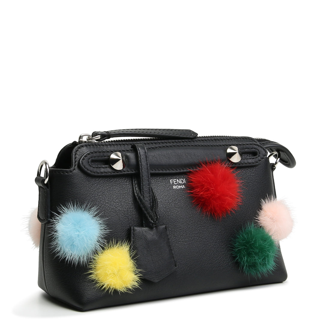 FENDI Pom Pom Mini By The Way Shoulder Bag - Black