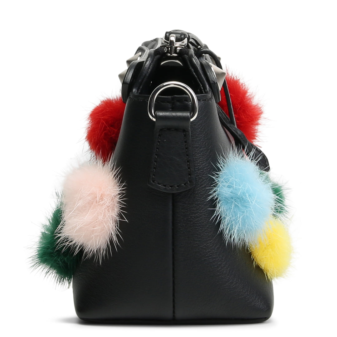 FENDI Pom Pom Mini By The Way Shoulder Bag - Black