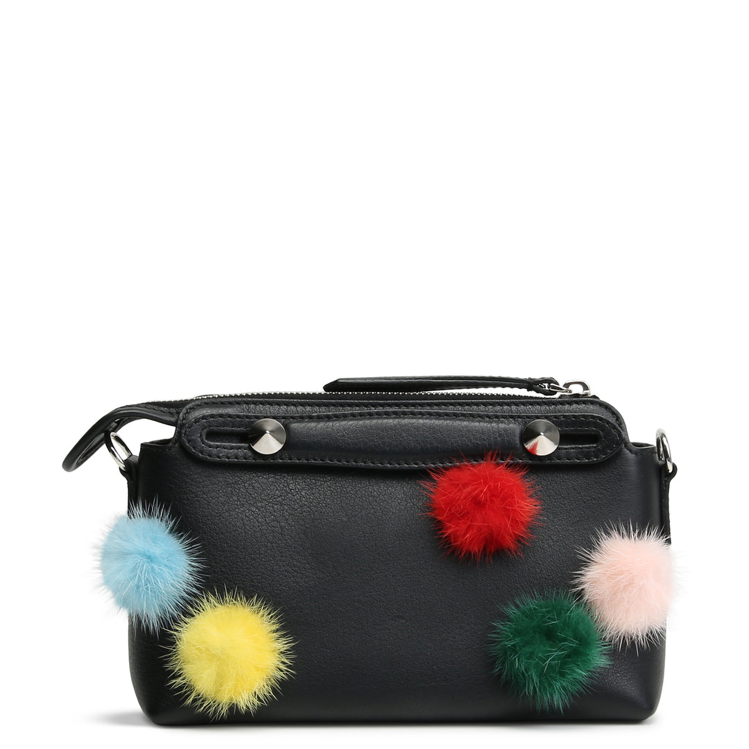 FENDI Pom Pom Mini By The Way Shoulder Bag - Black