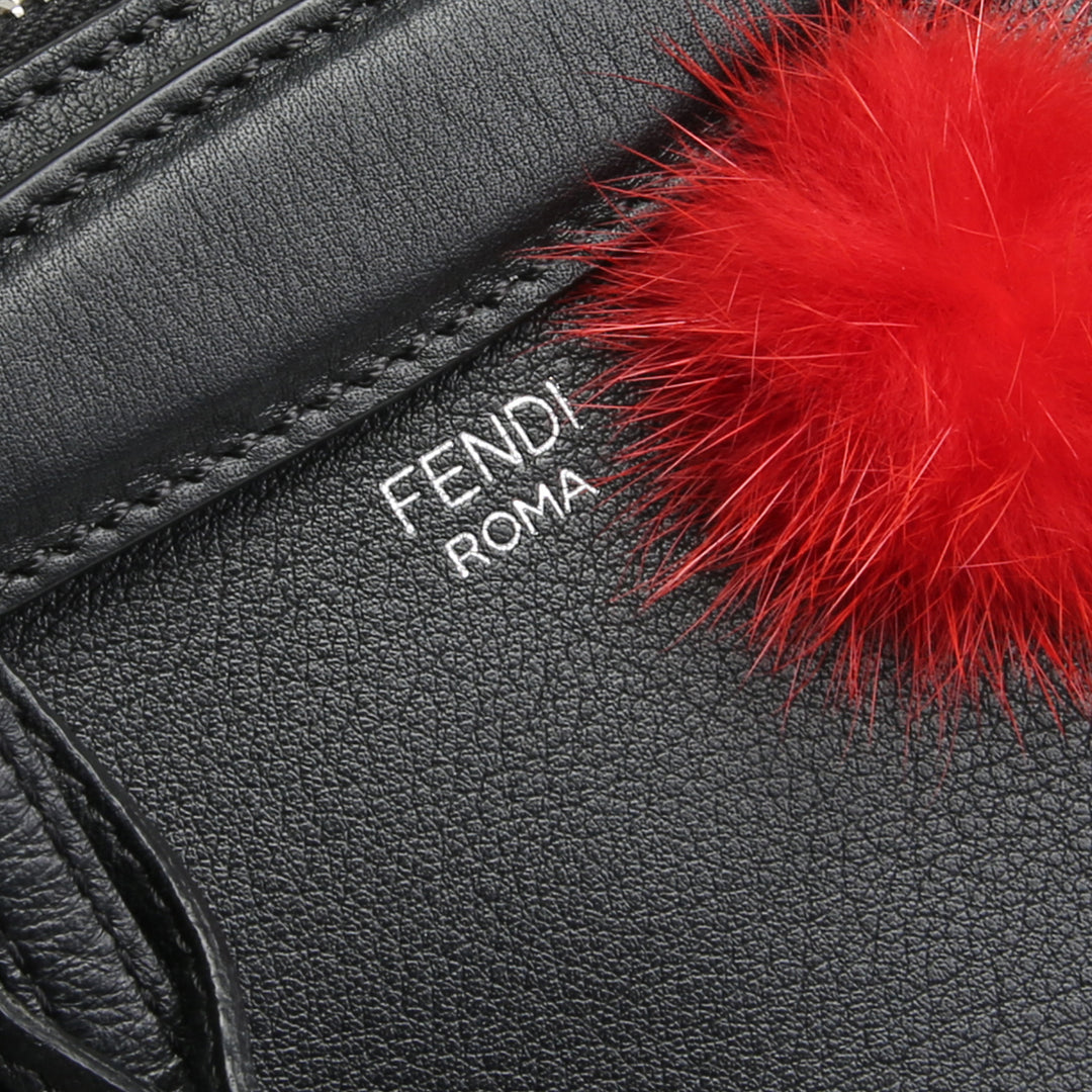 FENDI Pom Pom Mini By The Way Shoulder Bag - Black