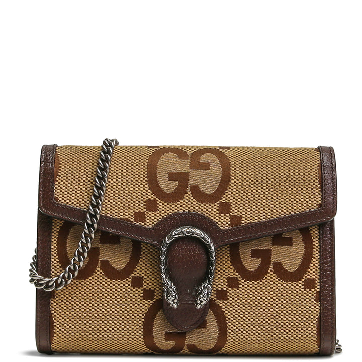 GUCCI Jumbo Dionysus GG Supreme Chain Wallet - Beige