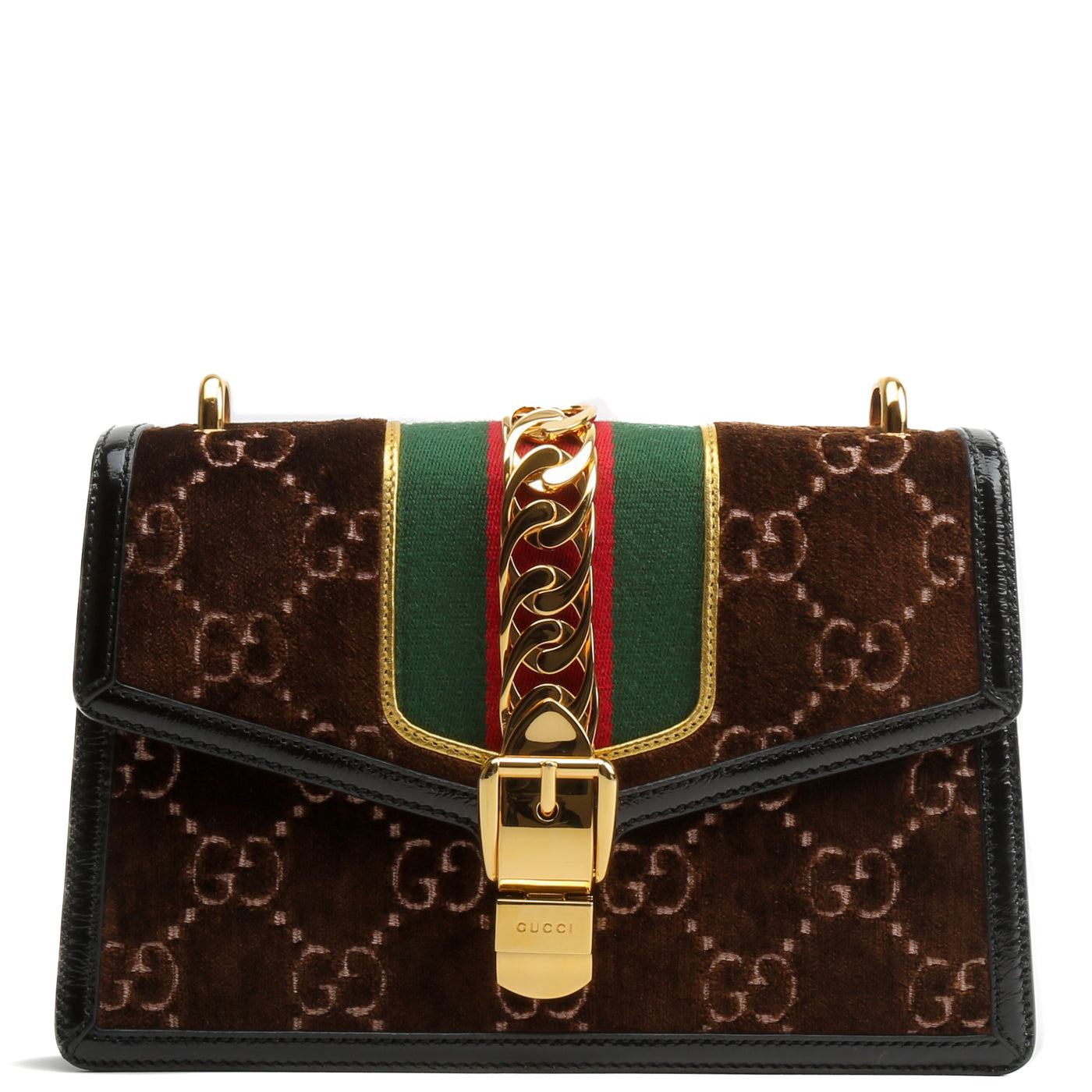 GUCCI Velvet Sylvie Shoulder Bag - Brown