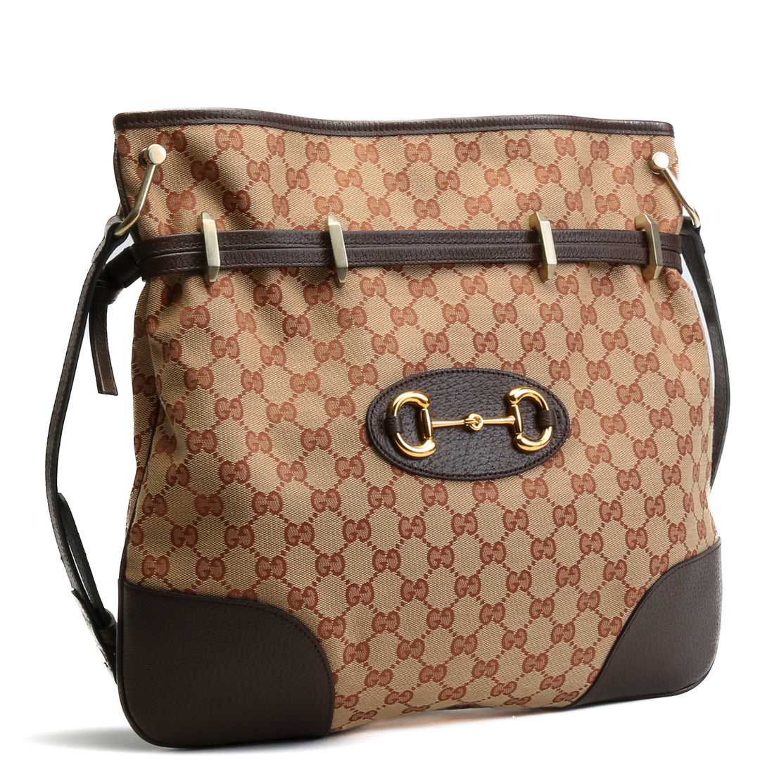 GUCCI GG Canvas Large Horsebit 1955 Messenger - Brown