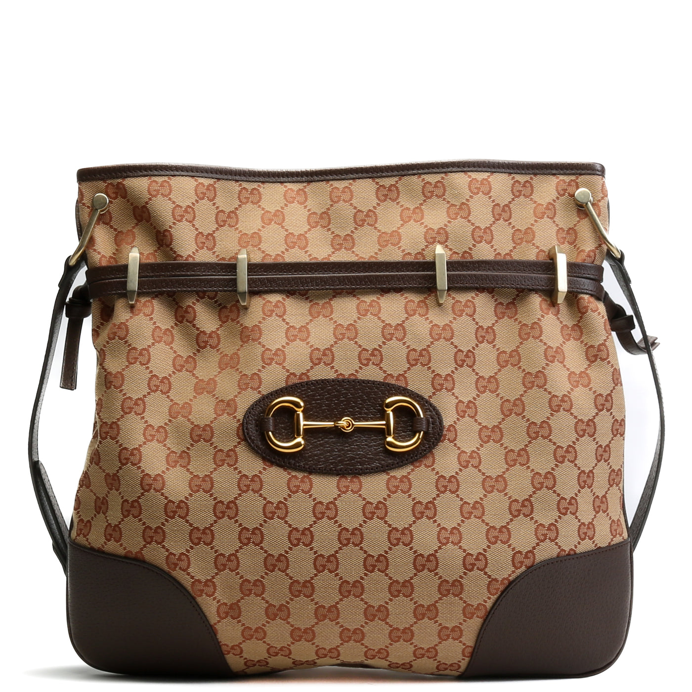 GUCCI GG Canvas Large Horsebit 1955 Messenger - Brown