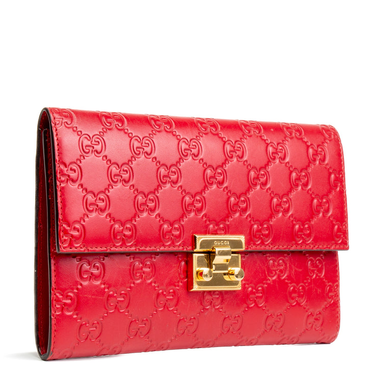 GUCCI Guccissima Padlock Clutch Wallet - Red OUTLET FINAL SALE