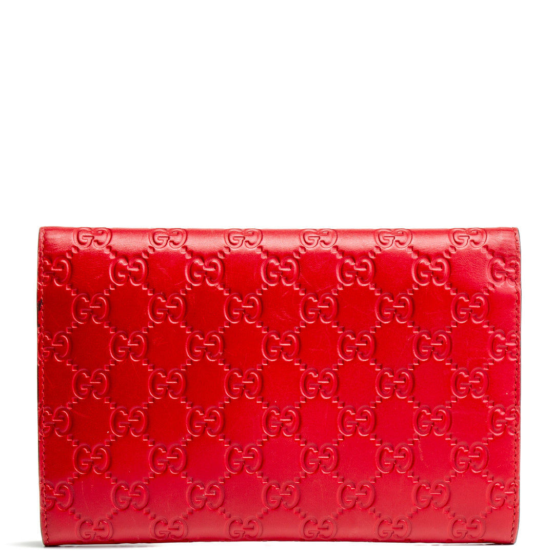 GUCCI Guccissima Padlock Clutch Wallet - Red OUTLET FINAL SALE