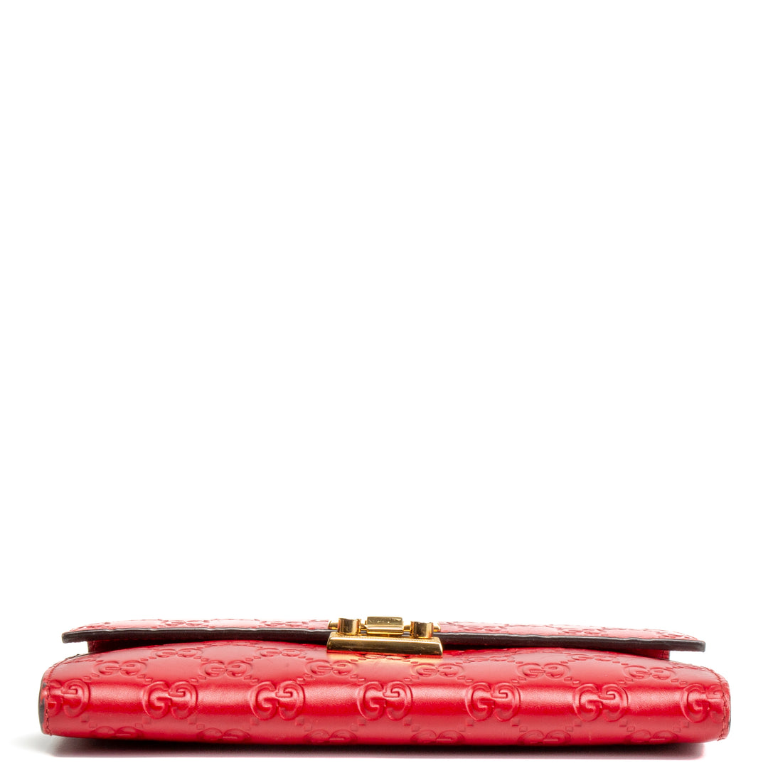 GUCCI Guccissima Padlock Clutch Wallet - Red OUTLET FINAL SALE