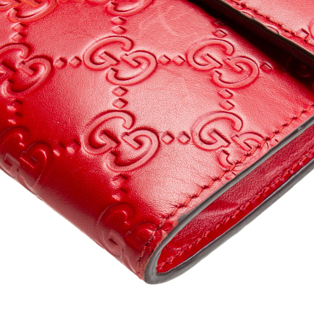 GUCCI Guccissima Padlock Clutch Wallet - Red OUTLET FINAL SALE