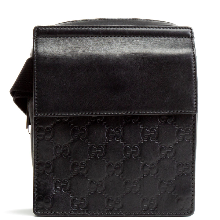 GUCCI Signature Guccissima Double Pocket Belt Bag - Black OUTLET FINAL SALE