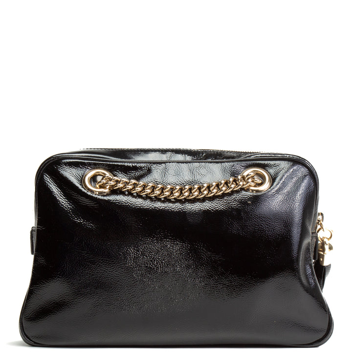 GUCCI Soho Patent Zip Shoulder Bag - Black