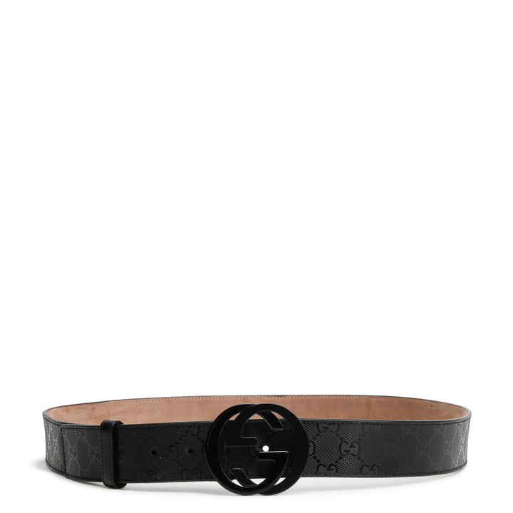 GUCCI Guccisima GG Interlocking Belt - Black Patent