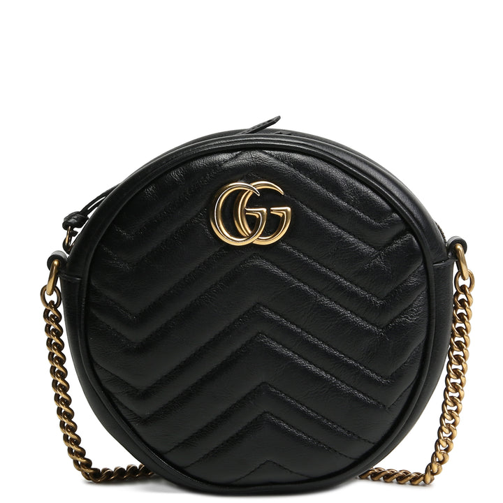 GUCCI GG Marmont Mini Round Crossbody - Black- OUTLET FINAL SALE