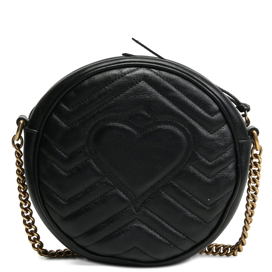 GUCCI GG Marmont Mini Round Crossbody - Black- OUTLET FINAL SALE