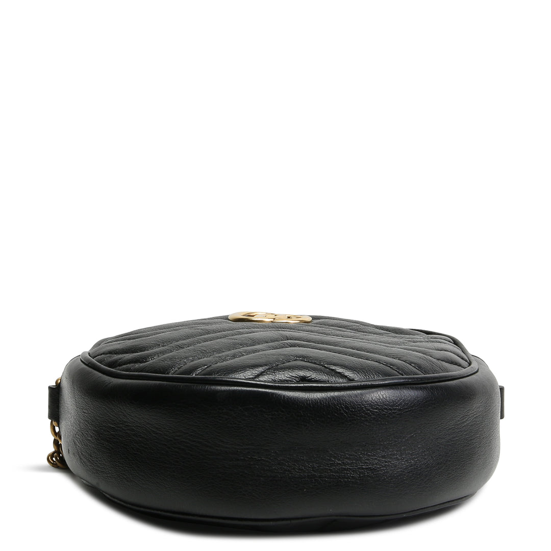 GUCCI GG Marmont Mini Round Crossbody - Black- OUTLET FINAL SALE