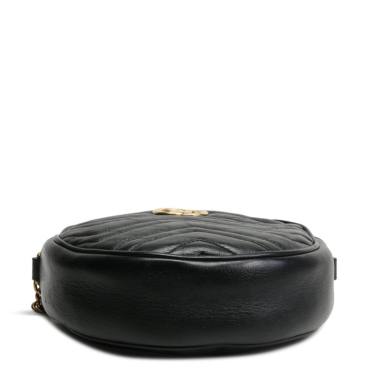 GUCCI GG Marmont Mini Round Crossbody - Black- OUTLET FINAL SALE