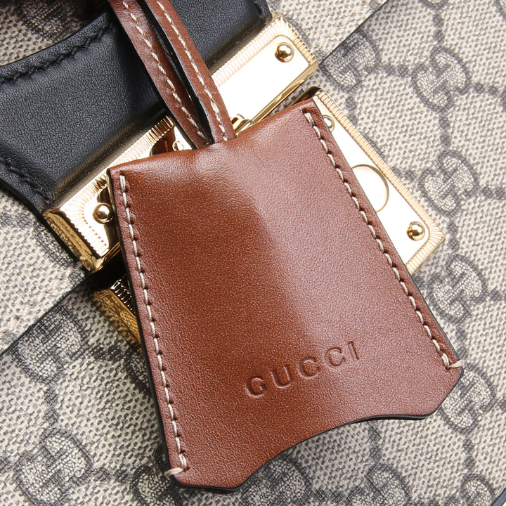 GUCCI GG Supreme Padlock Bamboo Top Handle