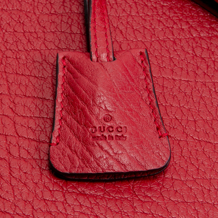 GUCCI Calfskin Web Padlock Tote Maxi- Red