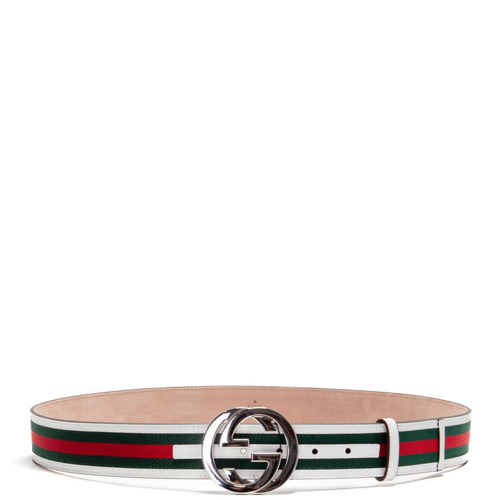 GUCCI Interlocking GG Web Belt - White