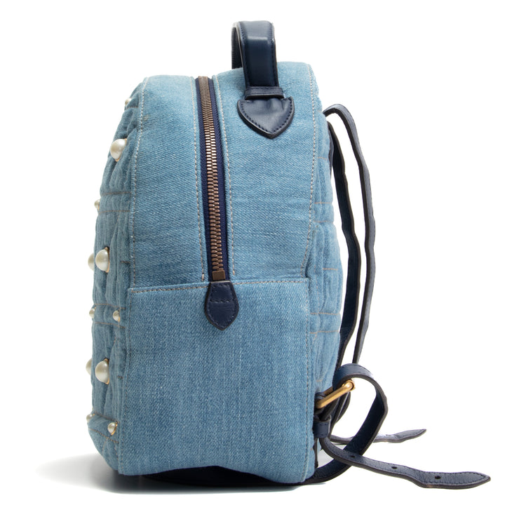 GUCCI Denim Pearly GG Marmont Backpack