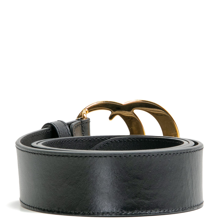 GUCCI GG Wide Marmont Belt - Black / Shinny Buckle