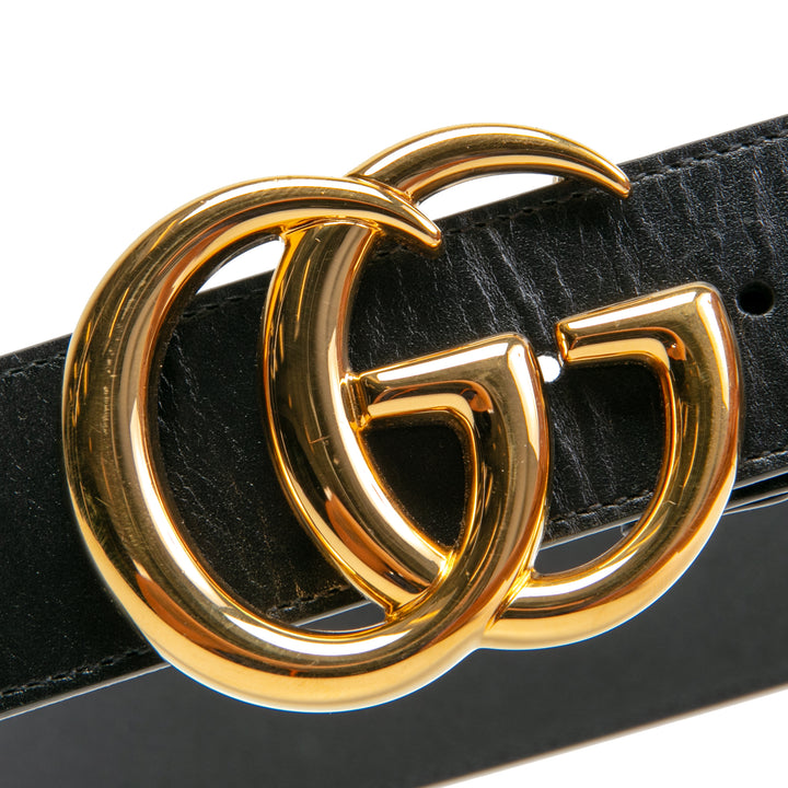 GUCCI GG Wide Marmont Belt - Black / Shinny Buckle