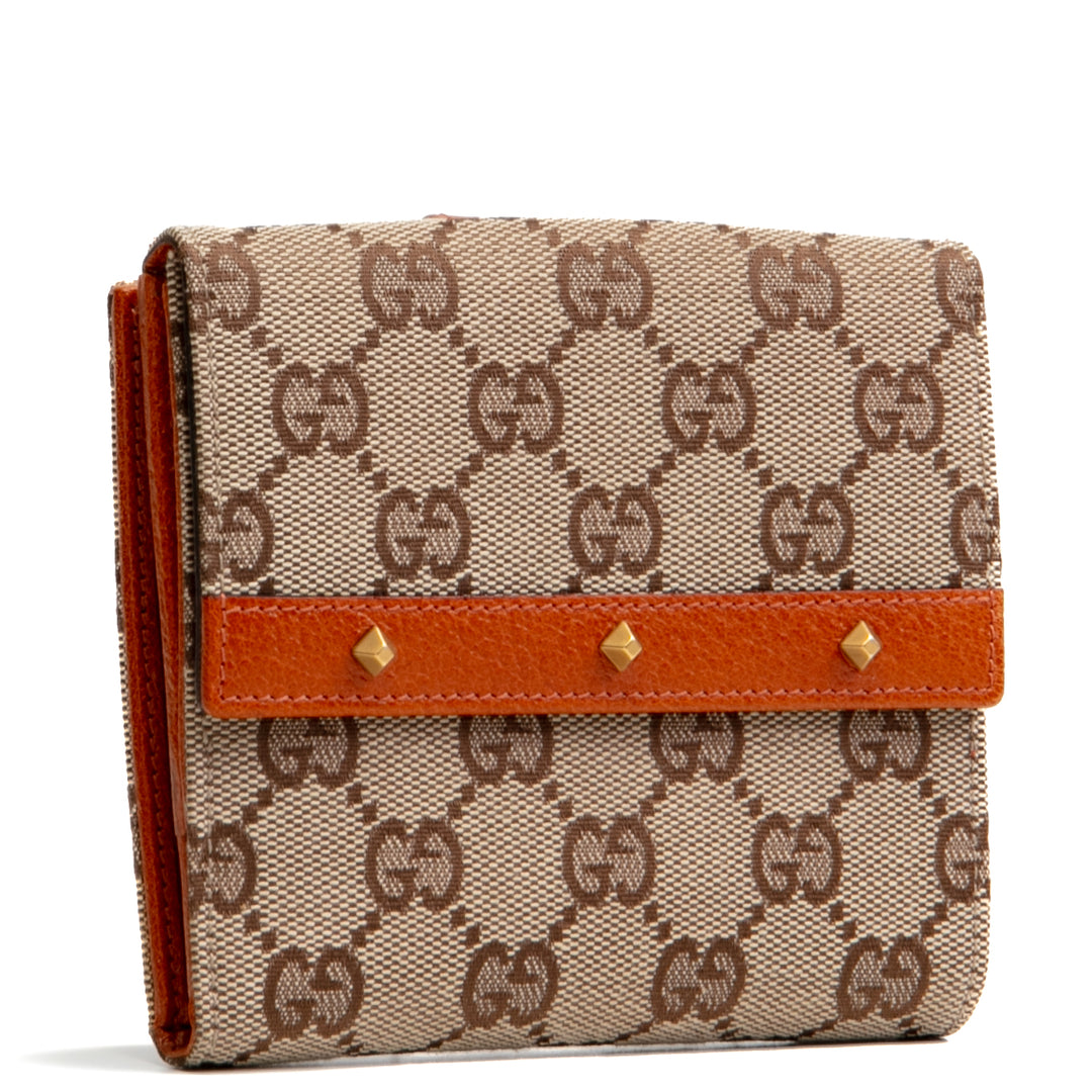 GUCCI GG Canvas Studded Compact Wallet