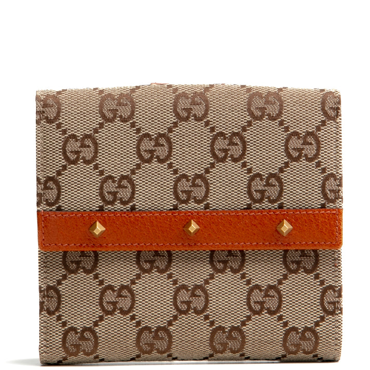 GUCCI GG Canvas Studded Compact Wallet