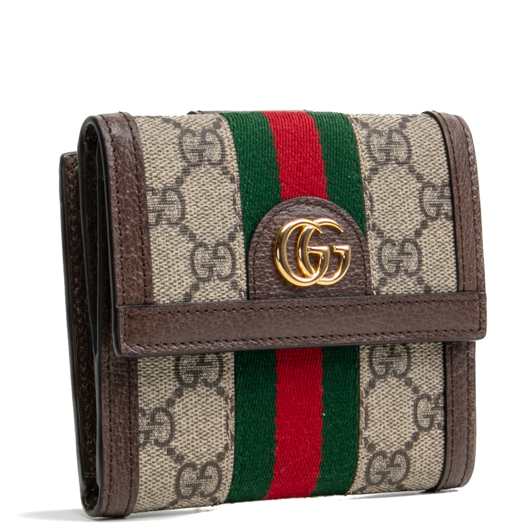 GUCCI Ophidia GG French Flap Compact Wallet