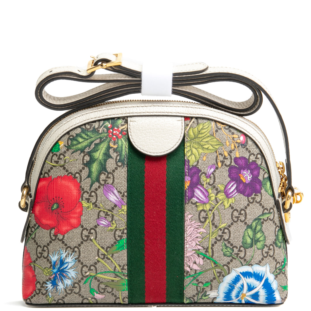 Gucci GG Supreme Flora Ophidia Small Crossbody-White Outlet Final Sale