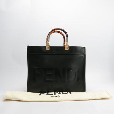 FENDI Medium Sunshine Shopping Tote Bag - Black