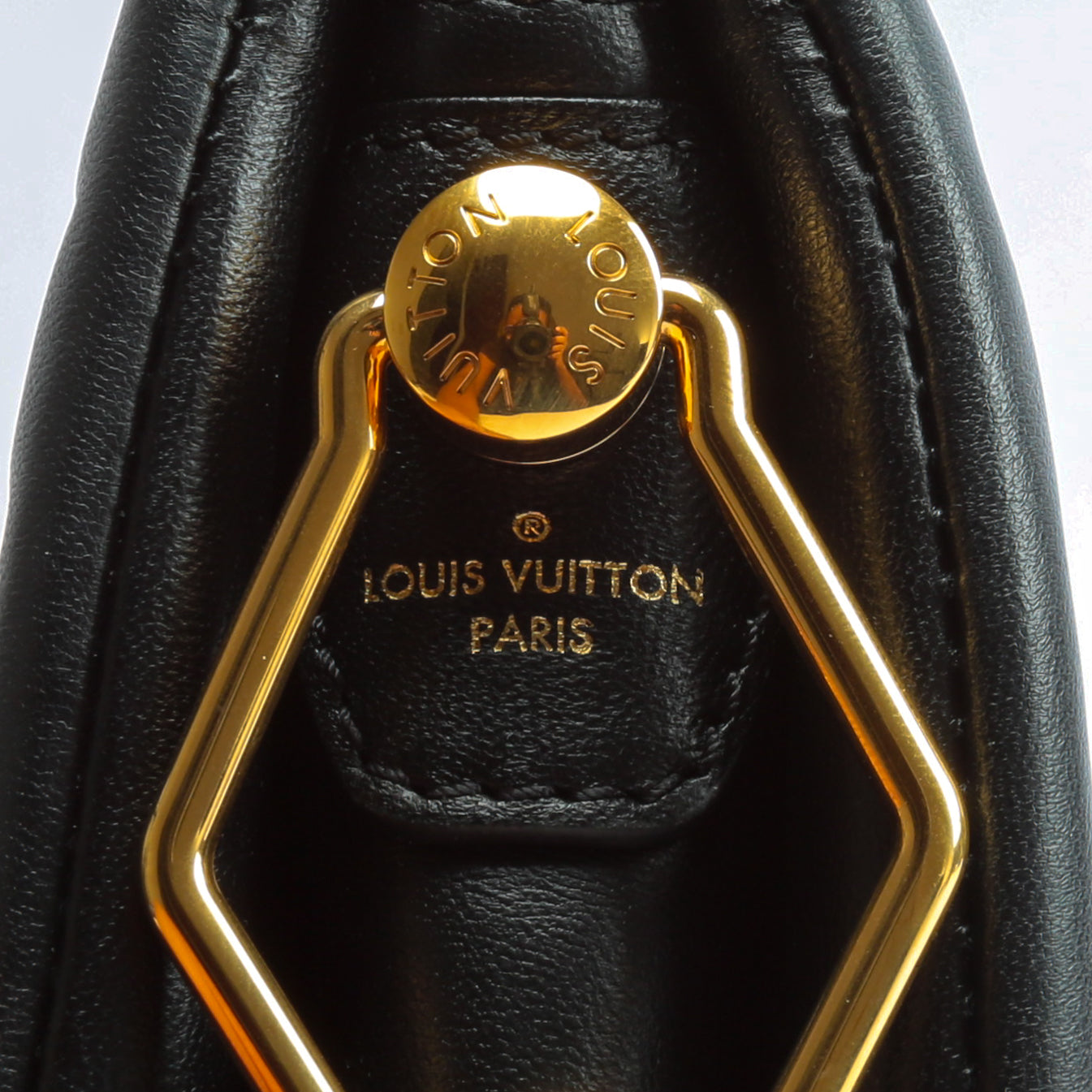 LOUIS VUITTON Lambskin Embossed Monogram Coussin BB Black