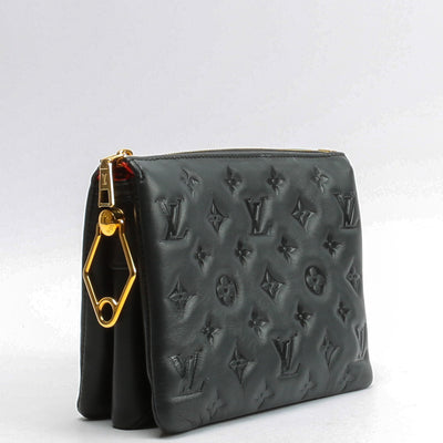 LOUIS VUITTON Lambskin Embossed Monogram Coussin BB Black