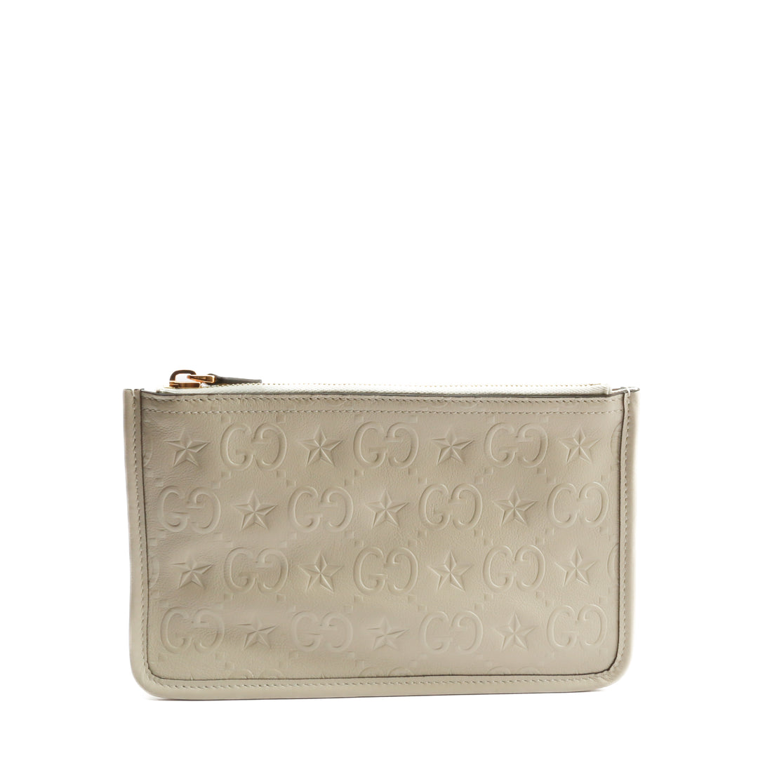 GUCCI GG Star Embossed Medium Tote w/Pouch - Ivory