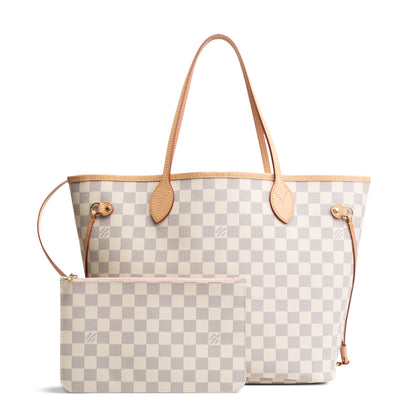 LOUIS VUITTON Damier Azur Neverfull MM w/ Pouch