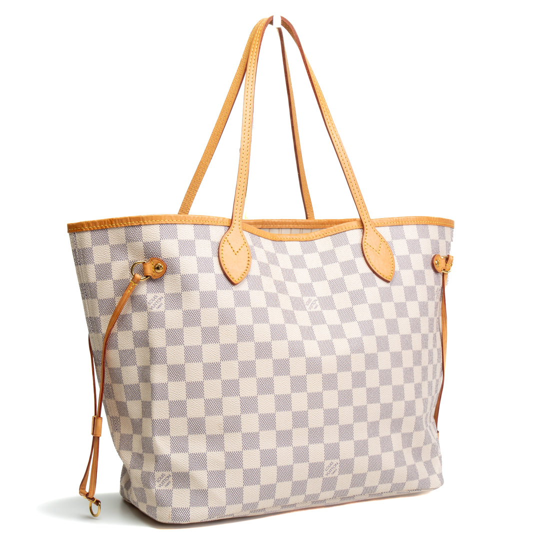 LOUIS VUITTON Damier Azur Neverfull MM w/ Pouch