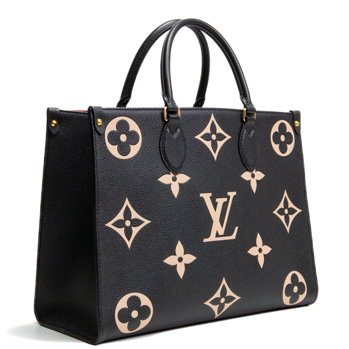 LOUIS VUITTON Monogram Empreinte Bicolor Onthego MM - Black/Beige