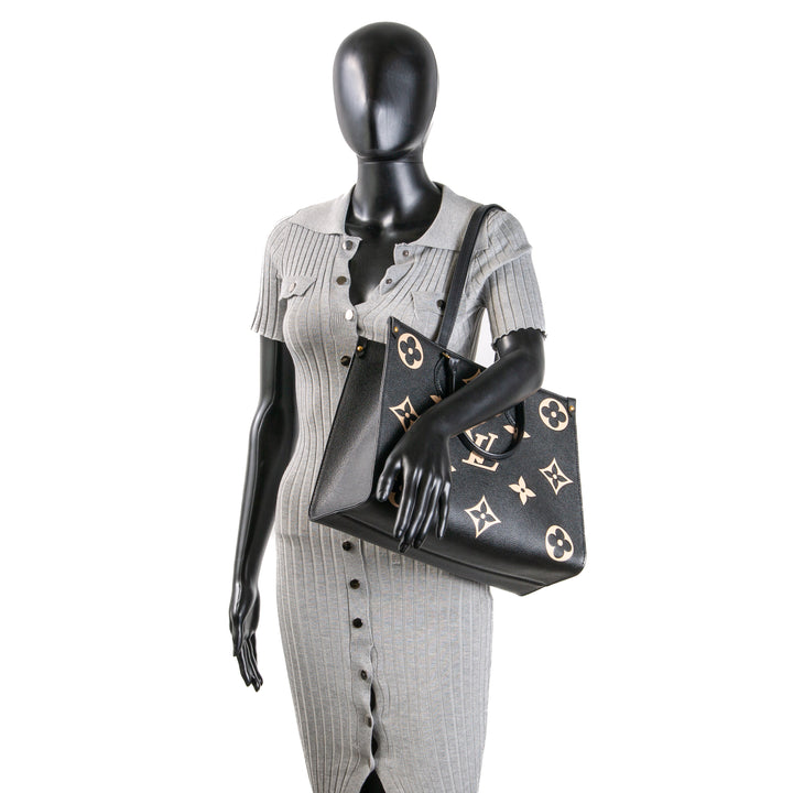 LOUIS VUITTON Monogram Empreinte Bicolor Onthego MM - Black/Beige