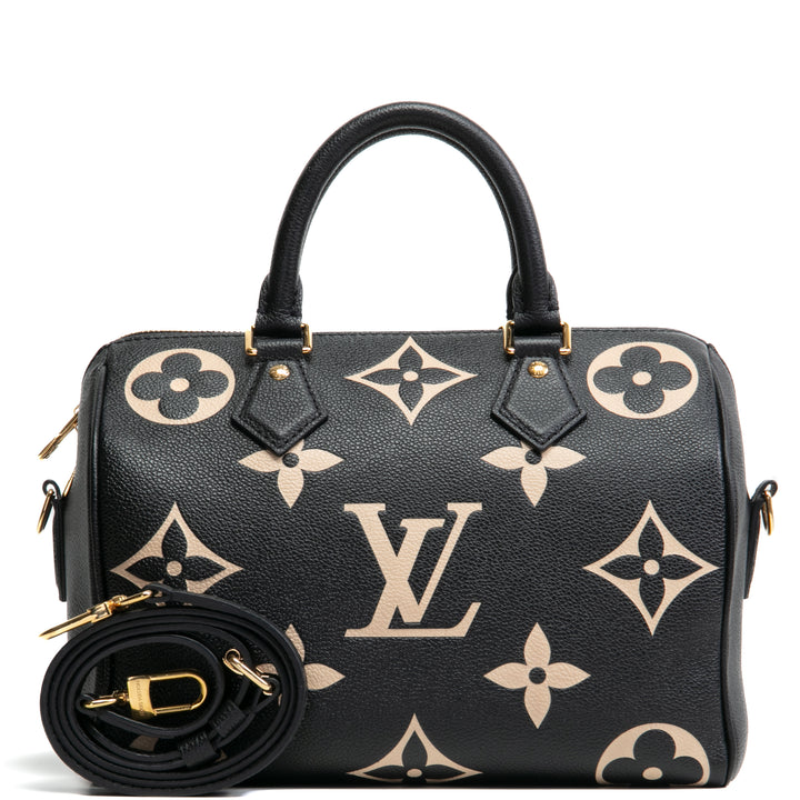 LOUIS VUITTON Monogram Empreinte Bicolor Speedy Bandouliere 25 - Black/Beige