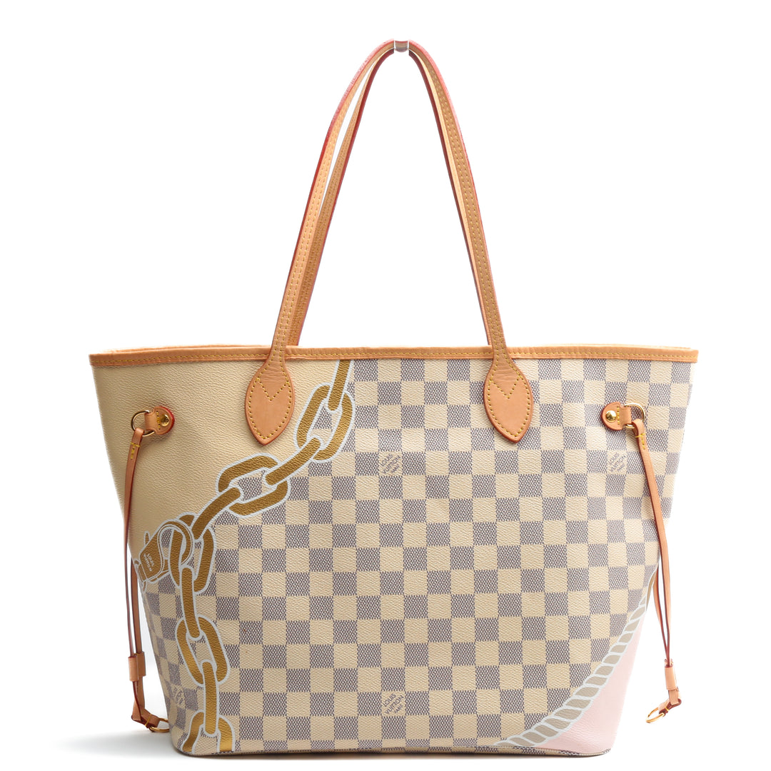 LOUIS VUITTON Neverfull MM Tote - Damier Azur Nautical w/ Pouch