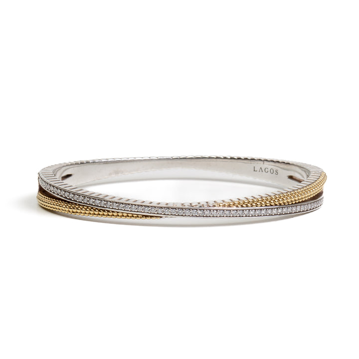 LAGOS Caviar Lux Diamond Hinged Bangle Bracelet - FINAL SALE