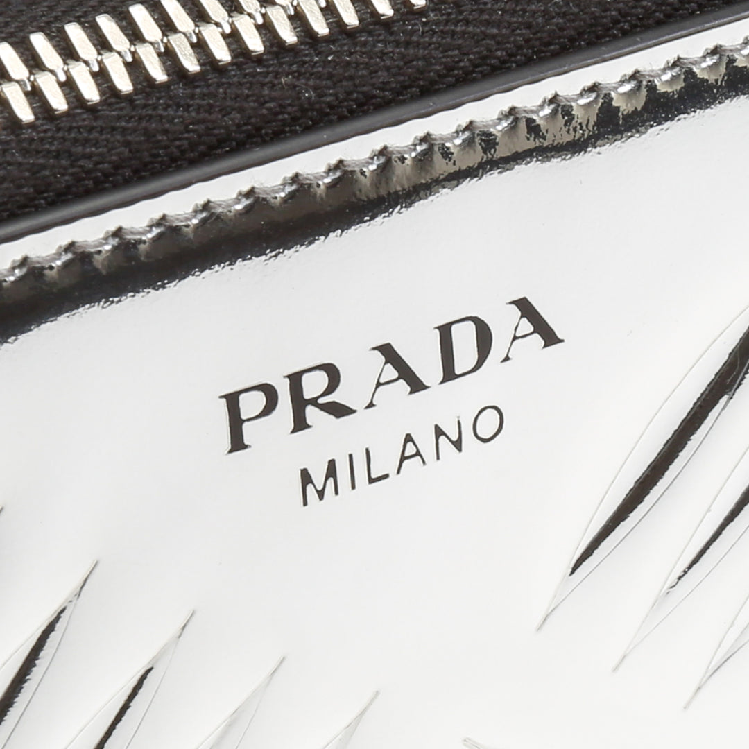 PRADA Spazzolato Andoliera Camera Bag - Metallic Silver