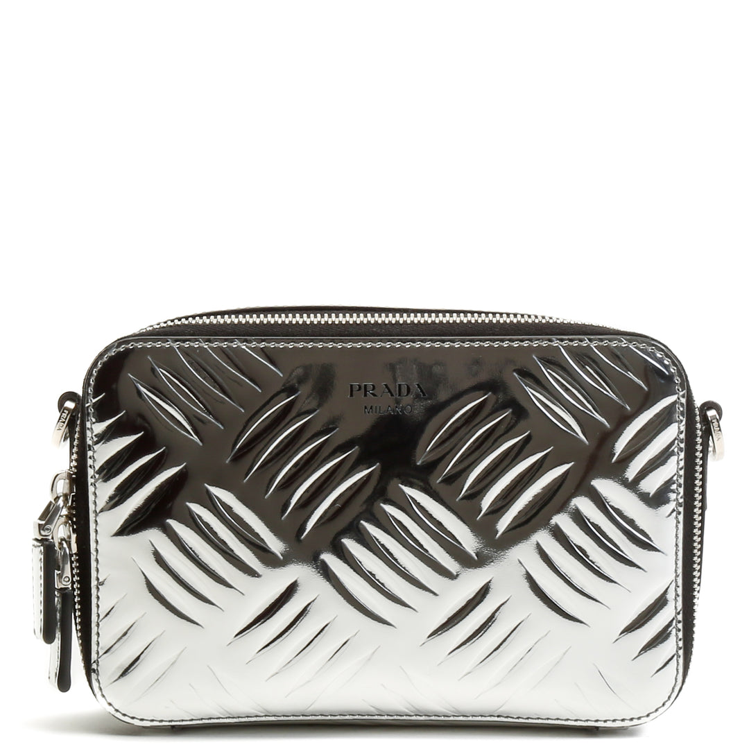 PRADA Spazzolato Andoliera Camera Bag - Metallic Silver