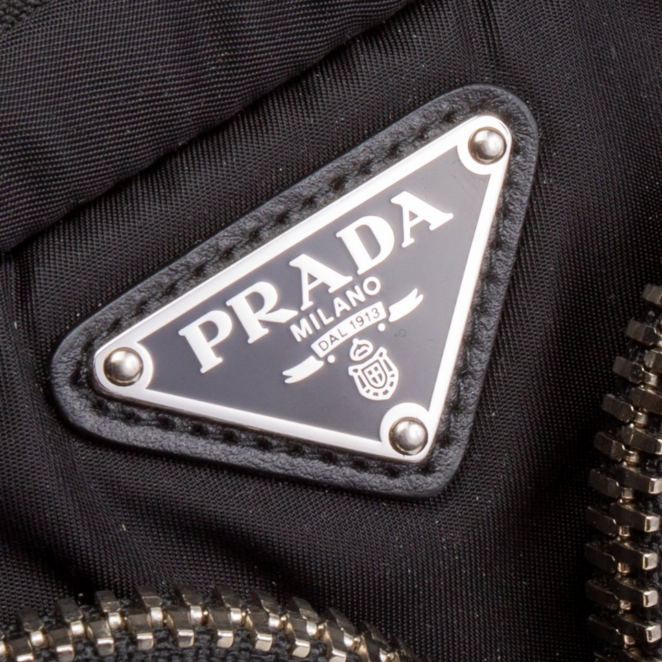 PRADA Tessuto Double Pocket Wristlet - Black