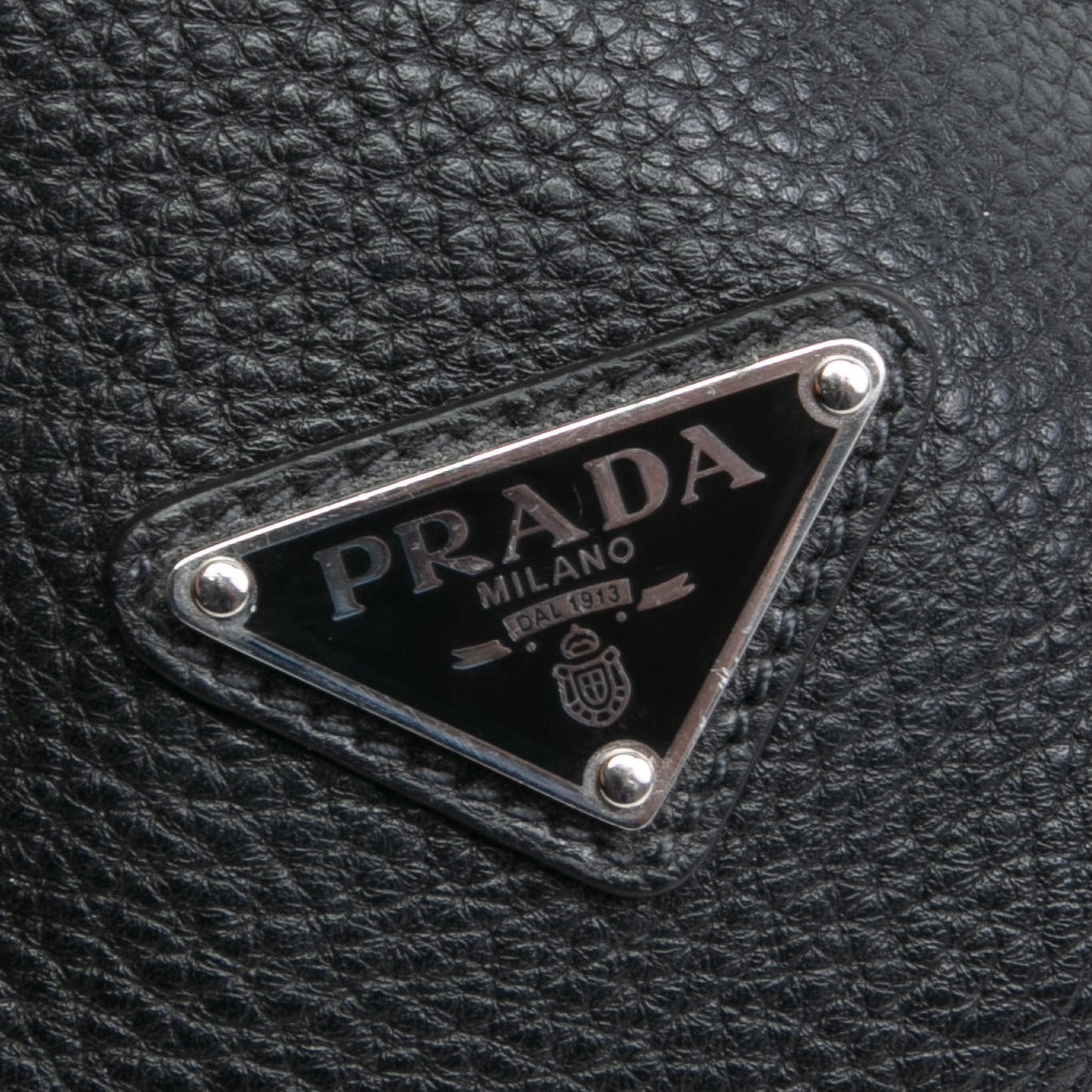 PRADA Embossed Logo Messenger - Black