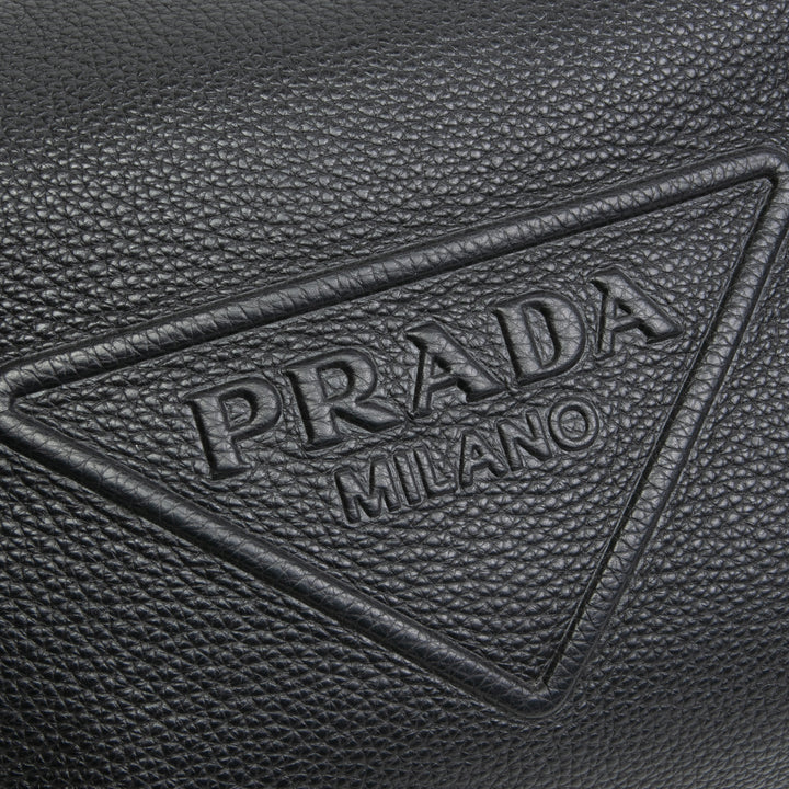 PRADA Embossed Logo Messenger - Black