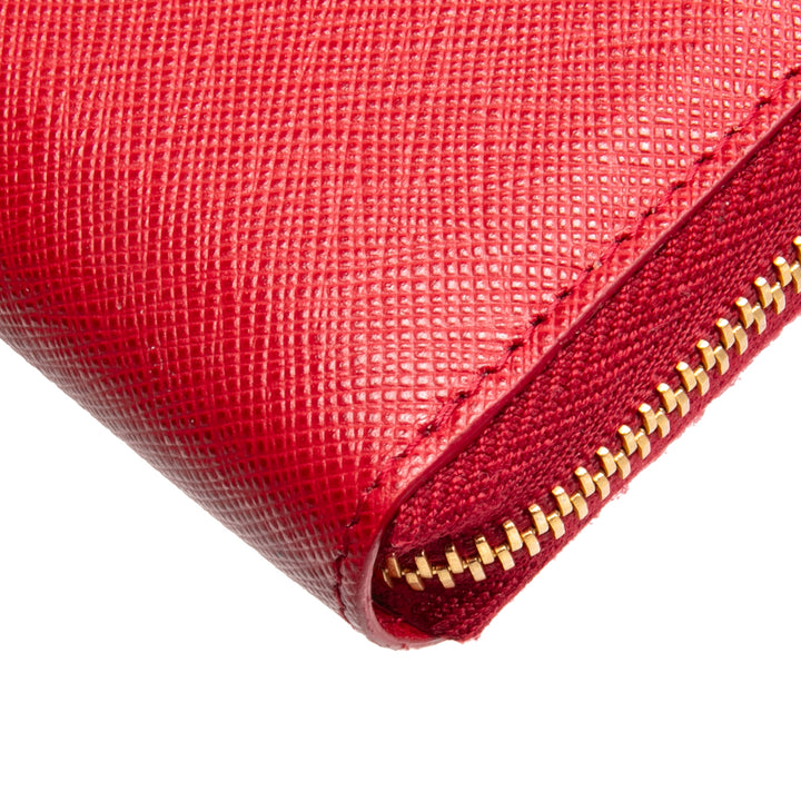 PRADA Saffiano Lux Leather Continental Wallet - Red