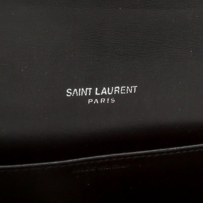 SAINT LAURENT Croc Embossed Uptown Chain Wallet - Black